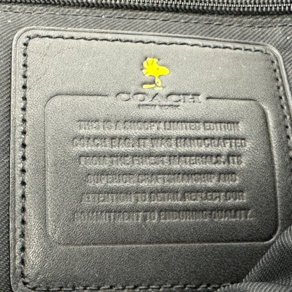 502. LE Coach Snoopy Peanuts Black Leather Bucket Bag Woodstock, Sally, Yellow - Picture 8 of 8